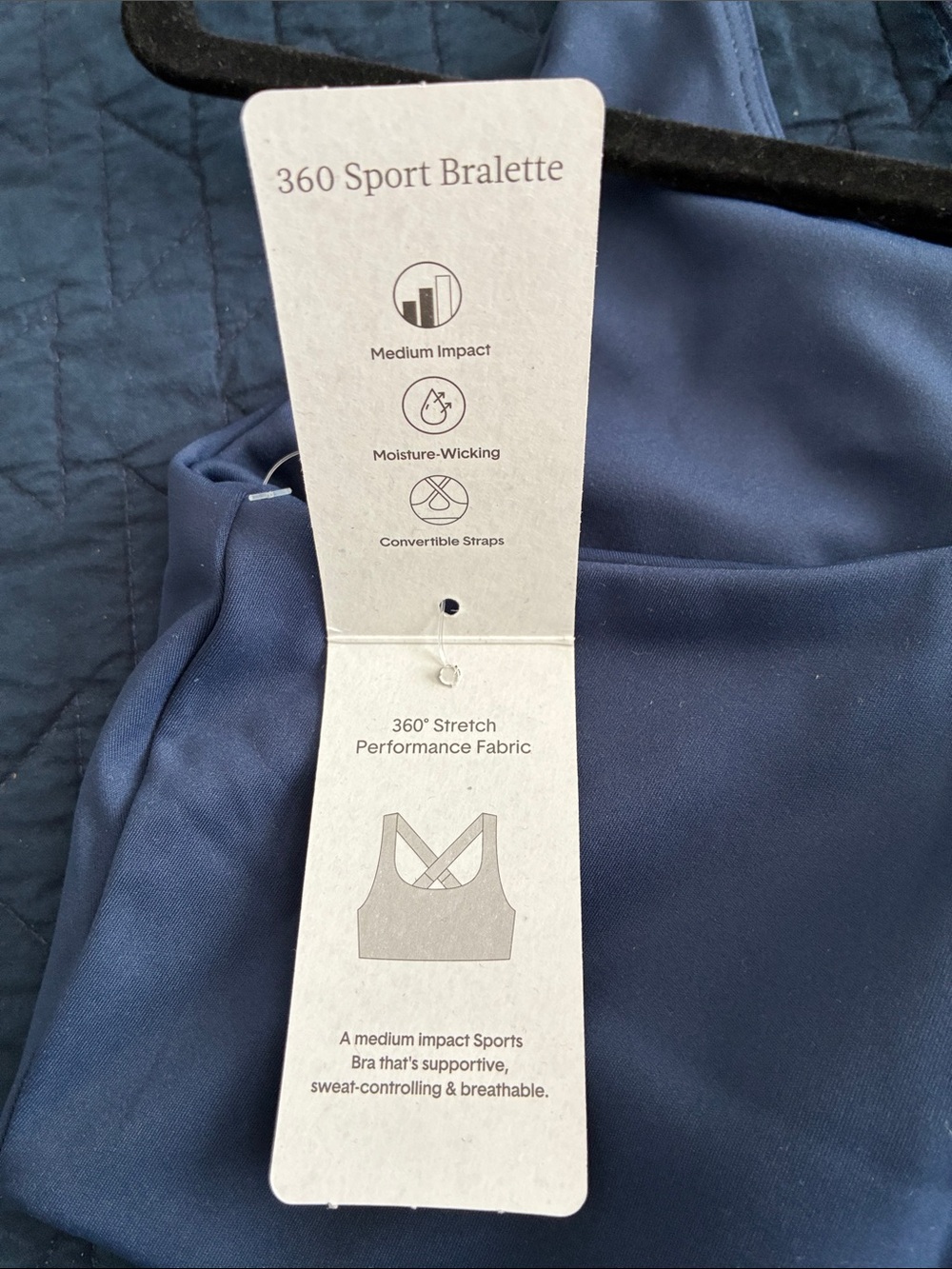 Tommy John Sports Bra Medium Impact Adjustable Size Small Dress Blues - Picture 7 of 8